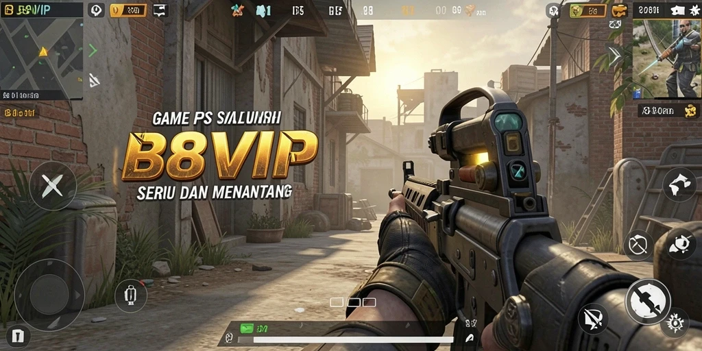 Tangkapan layar utama B8VIP menampilkan pertempuran FPS yang mendebarkan.