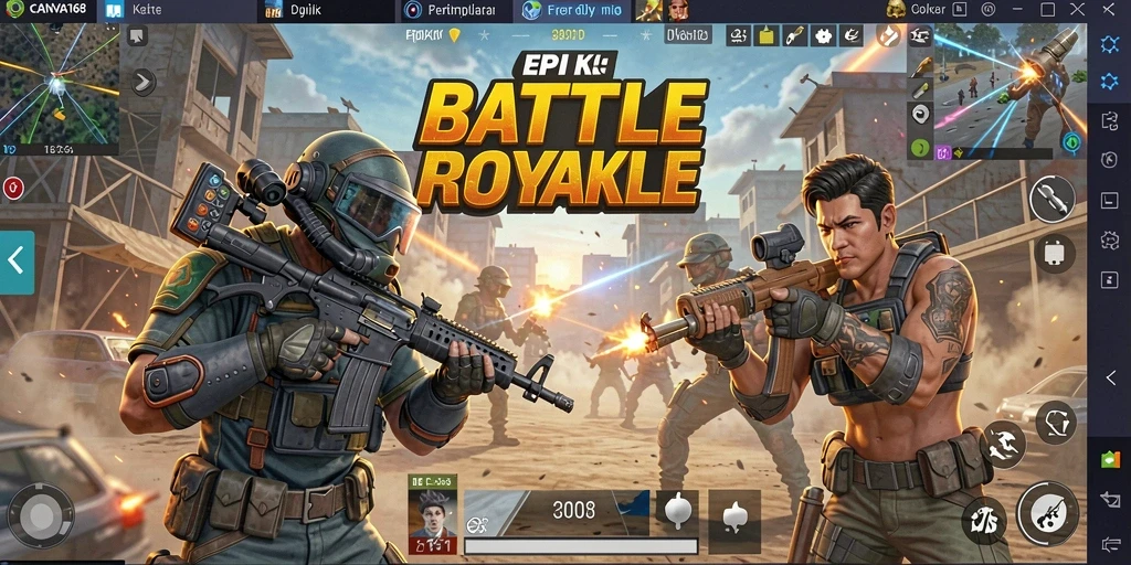 Gameplay seru di arena Battle Royale CANVA168.