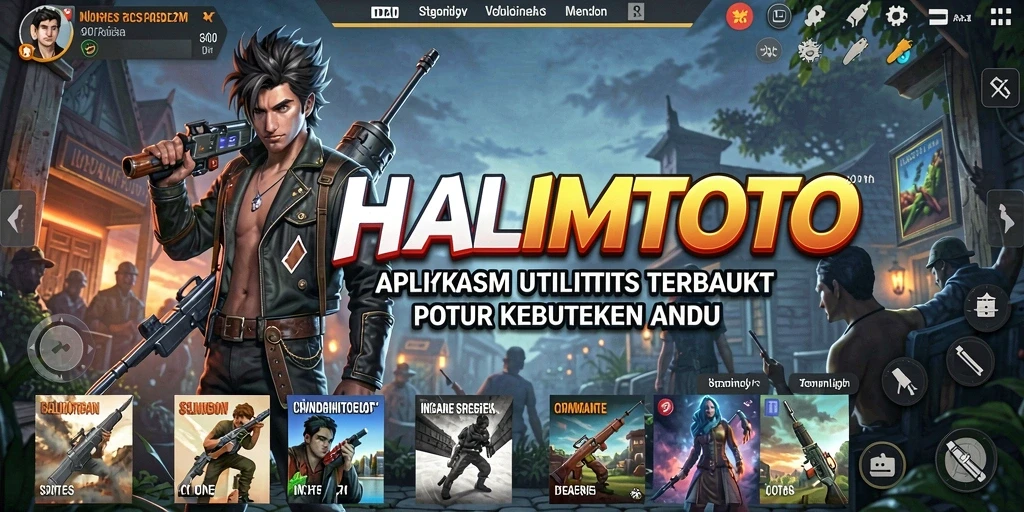 Screenshot utama HALIMTOTO menunjukkan tampilan antarmuka aplikasi Utility yang ramah pengguna.