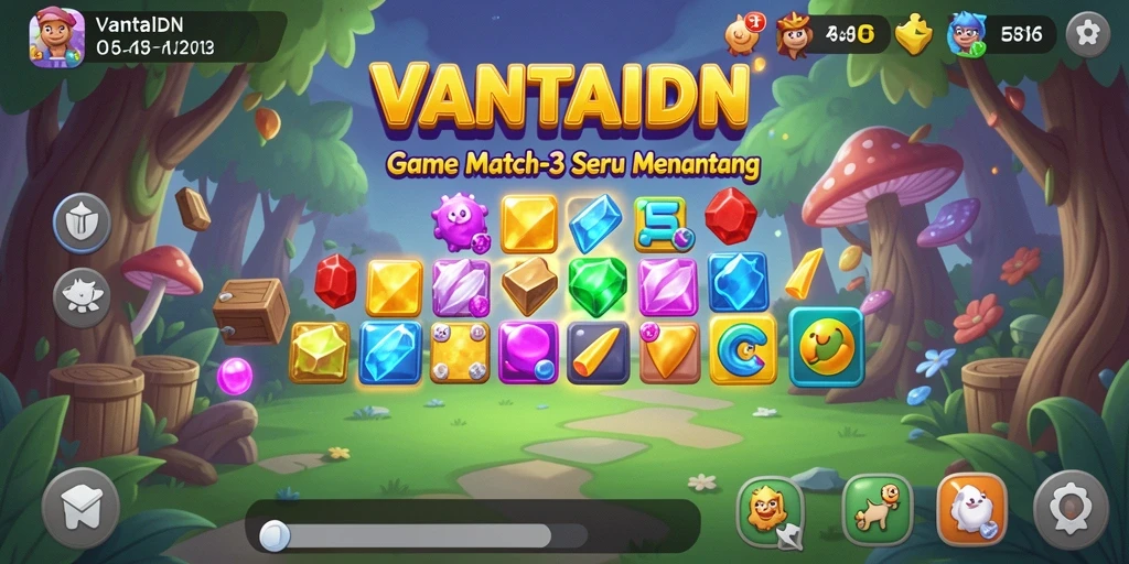 Gameplay VANTAIDN yang seru dan menantang di level Match-3.